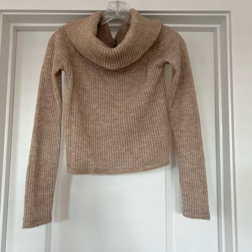 Edikted Cropped Taupe Cowl Neck Sweater